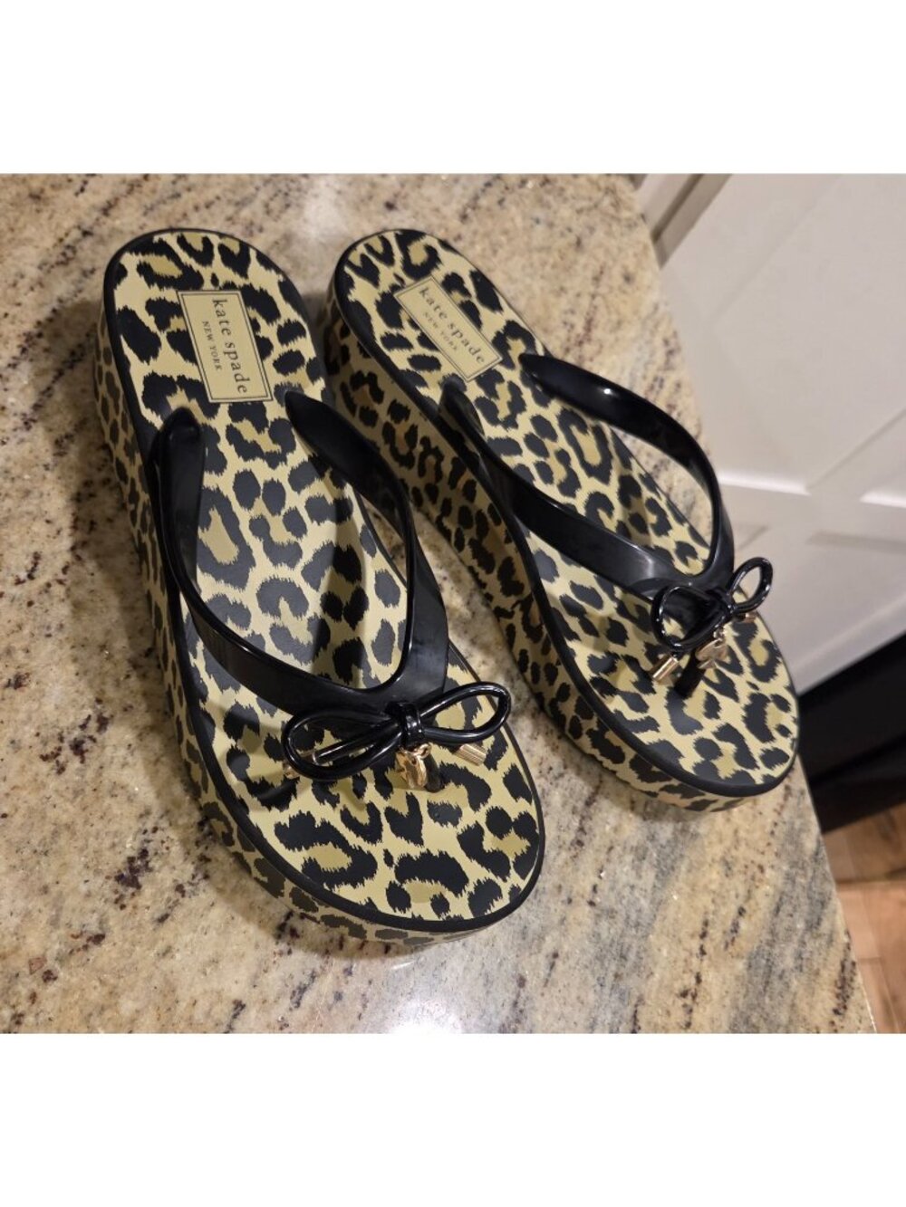 Kate Spade New York Rhett Cheetah Print Thong Wedge Sandals Size 7